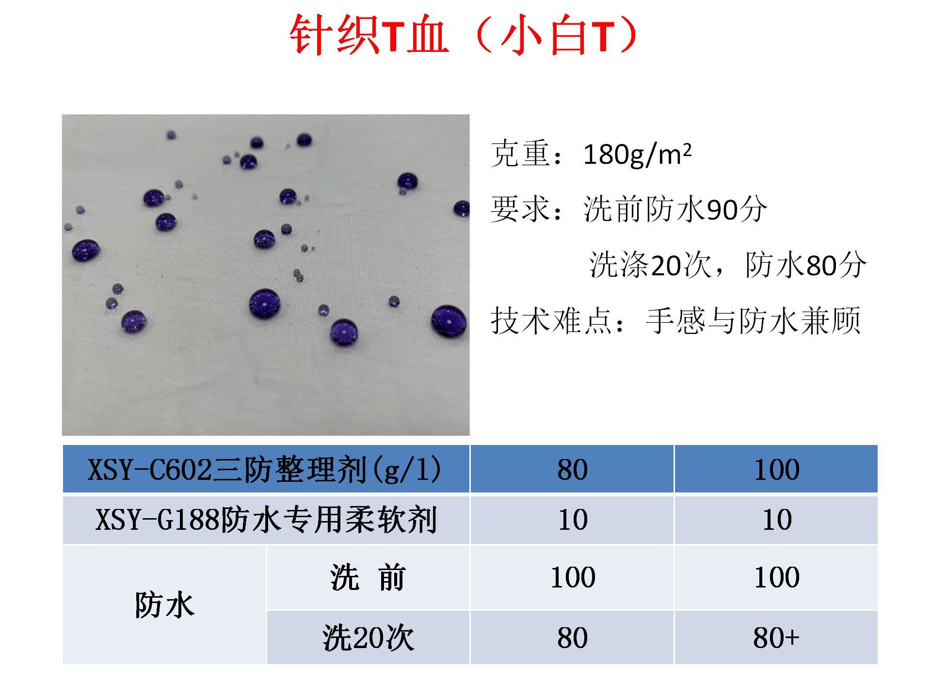 XSY-C602三防整理劑用在小白T上的效果