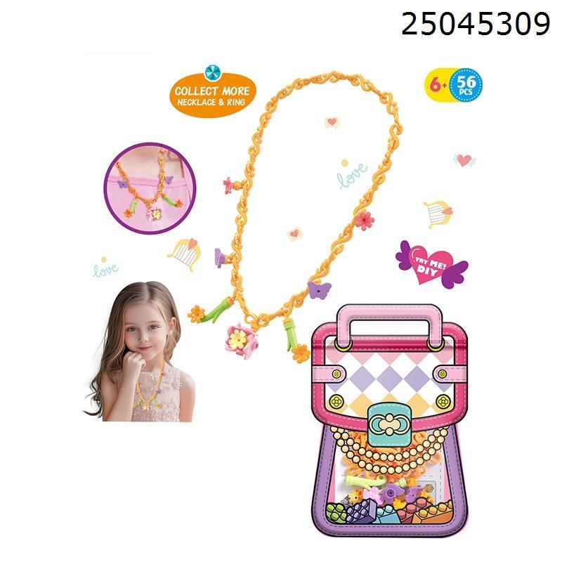DIY SMALL PARTICLE BUILDING BLOCKS NECKLACE ORANGE FLOWER 56PCS