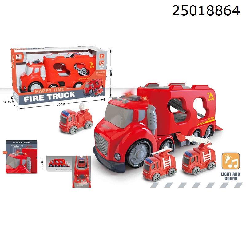 SLIDING SOUND AND LIGHT CARTOON FIRE TRACTOR 3*AG13 (INCL BATT)