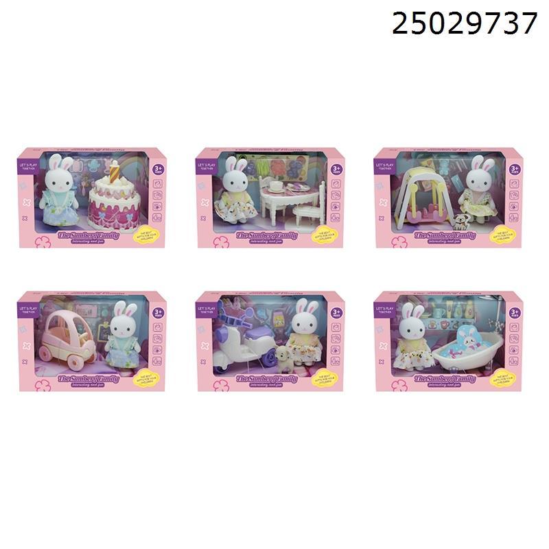 CUTE RABBIT PLAYING HOME (6 MIXED PACKAGES)“
