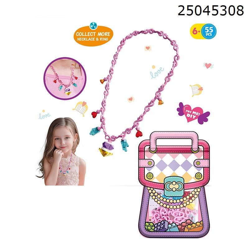DIY SMALL PARTICLE BUILDING BLOCKS NECKLACE PINK DIAMOND 55PCS