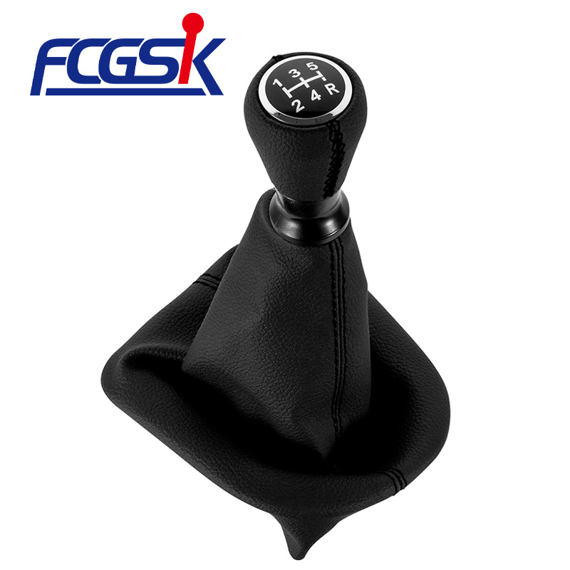FENGCHEN 5-speed black stitching with dust cover gear shift knob for Peugeot 207 307 CC 308