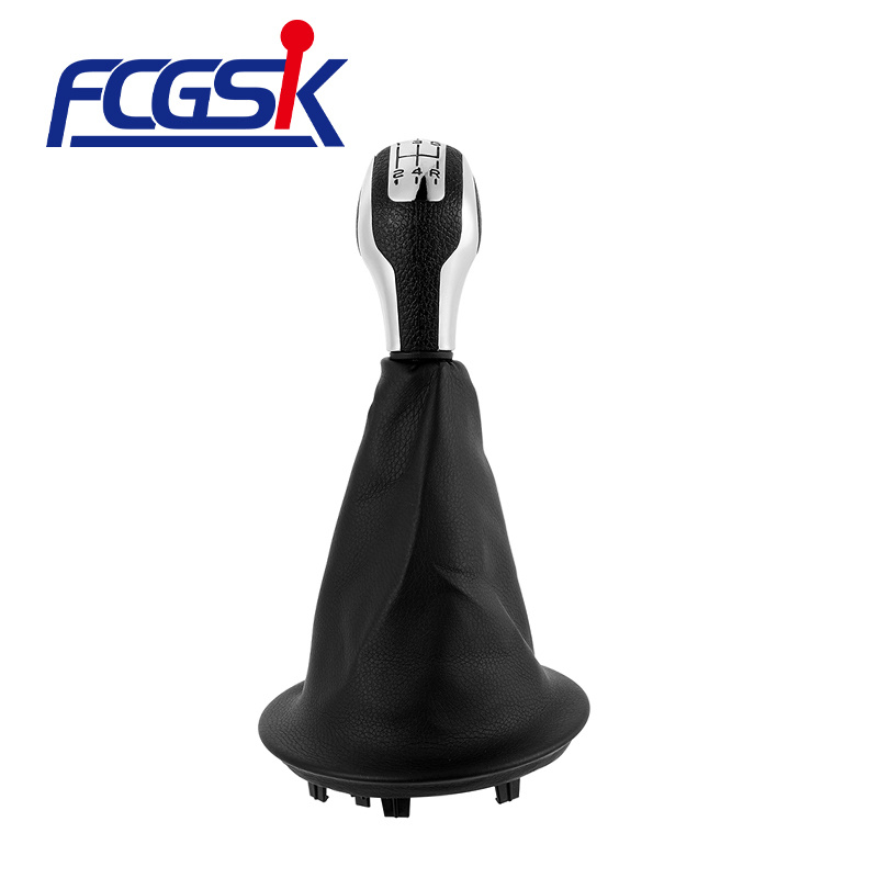 FENGCHEN Black gear shift knob with leather boot cover for  Peugeot Partner 2008-on