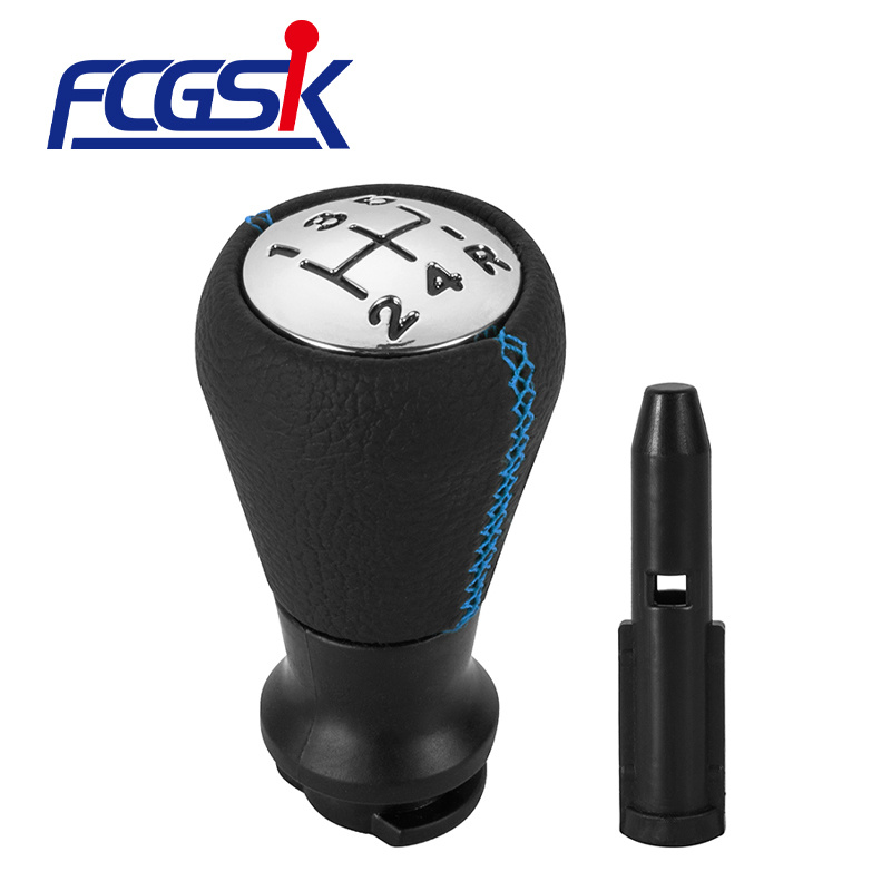 FENGCHEN Factory wholesale black handball with blue stitching shift knob for For PEUGEOT 106 107 205 206 207 306 307 308 309 405 406 407 508 605 607 806 807