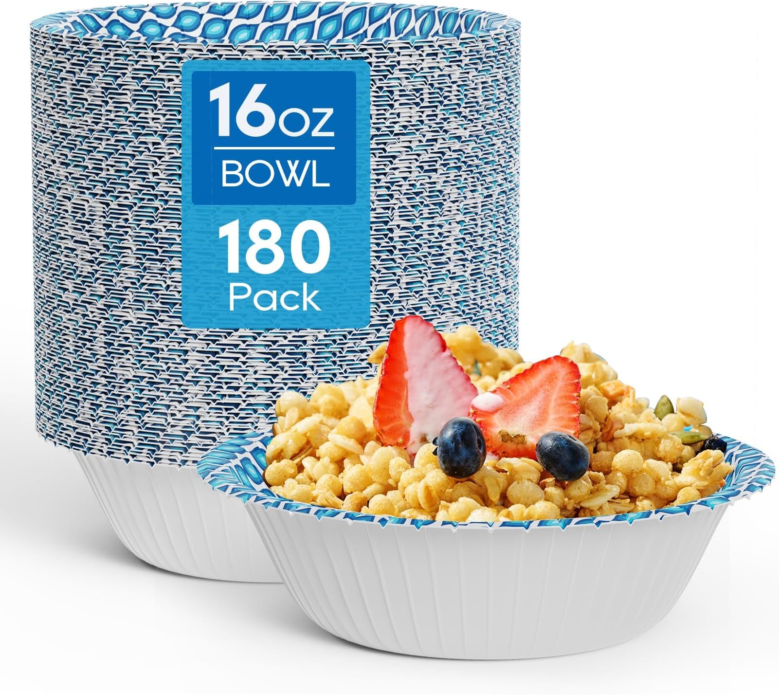 Dayupack Disposable paper Bowls, Printed Soak Proof Large Bowls for Breakfast, Lunch, and Dinner Meals