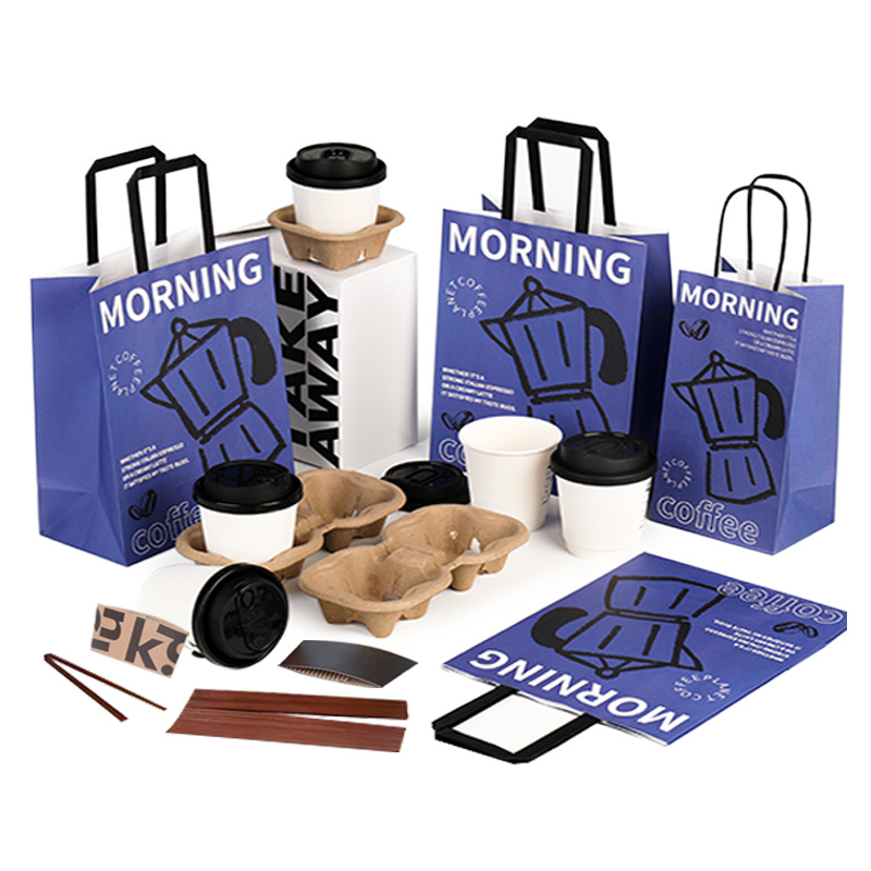 Dayu Custom Biodegradable Cafe Shop All Set Packaging Paper Cup With Lid for Coffee Takeaway Disposable Paper Packaging