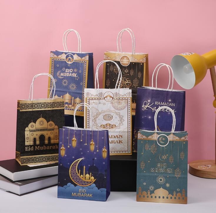 Islam hot sale Custom Design Reusable Eid Ramadan Mubarak Paper Bags Gift Candy Bag for Eid Mubarak Ramandan Decor