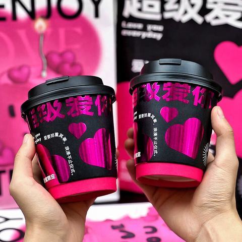 Low MOQ free style Custom Design Recyclable DOUBLE WALLe Paper Cups With Lids for coffee tea milk soda takeout paper cups
