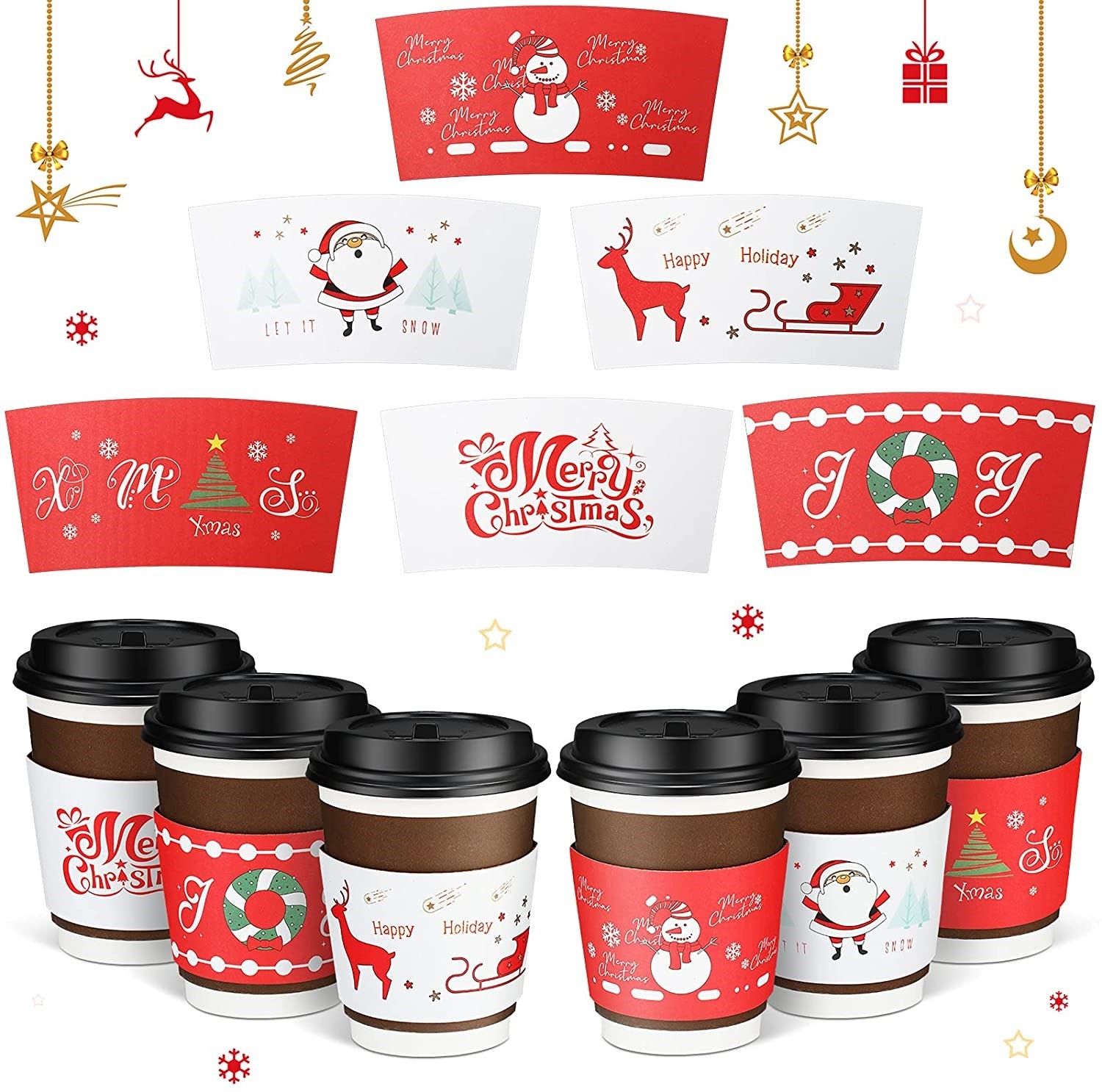 Food grade Custom Design Logo Recyclable Christmas take away Coffee Paper Cups With Lids for hot drink soda tea milk paper cup