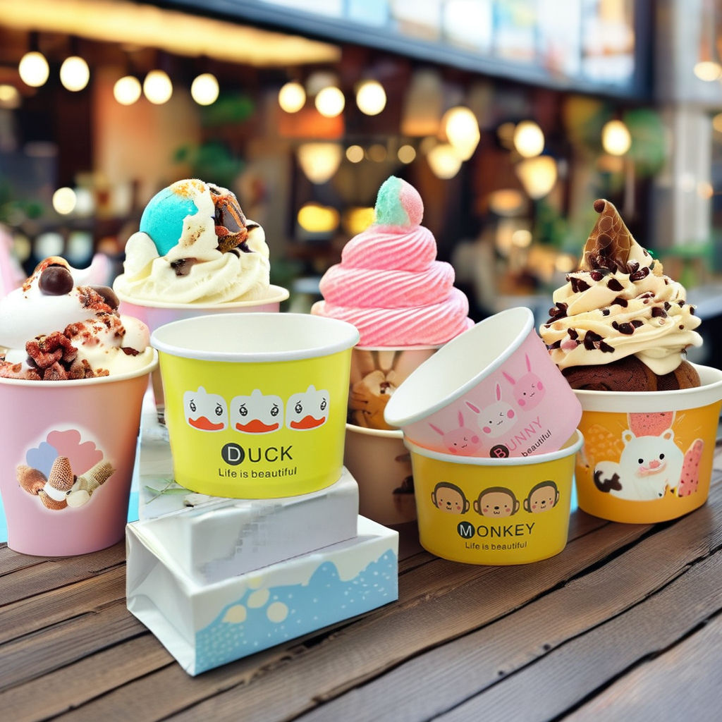 Dayupack paper cup manufacturers Premium Quality custom logo paper cups for Ice Cream containers Branded Paper Cups Ice Cream Packaging Takeaway