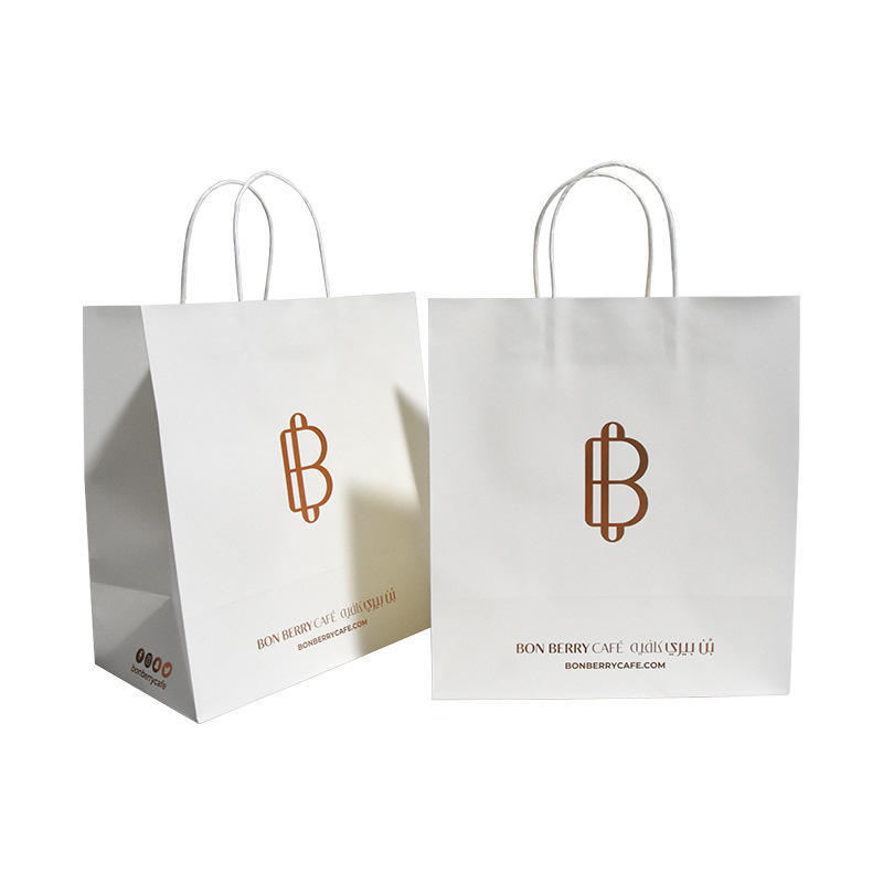 Kraft brown paper bag with rope handle your logo flat handle kraft shopping paper bag Recyclable
