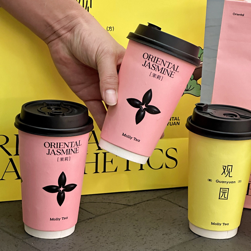 Hot selling style 8/12/16/22oz Double Wall Paper Cups Bubble Tea Coffee Soda Paper Cups With Lids