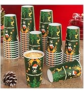 Christmas Coffee Cups, 16 Ounce 50 Pack Party Decor, To Go Coffee Cups with Lids, Paper Hot Coffe...