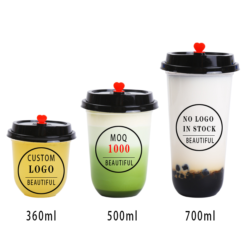 Dayu pack Customized hotsale disposable plastic cups with lids for coffee Milk fruit Tea bobo Cups