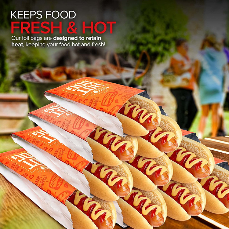 Dayupack Free sample Takeaway Aluminium Foil Lined paper Bags for Hot Dog Bags in Aluminum Wrap Keep Warm and Fresh