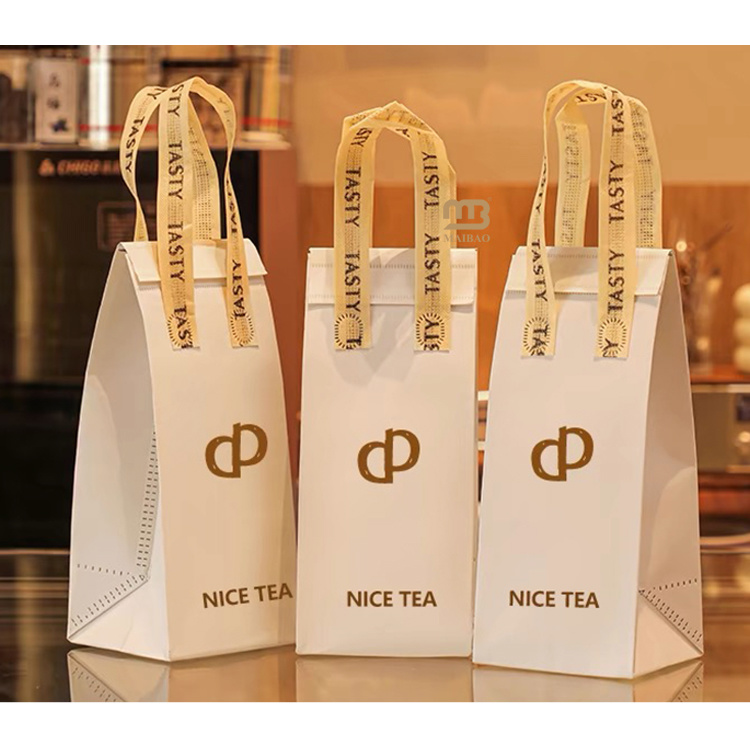 BIo- degradable Non-woven Bag for Milk Coffee Carrier Drink Takeout Juice Grocery Shopping