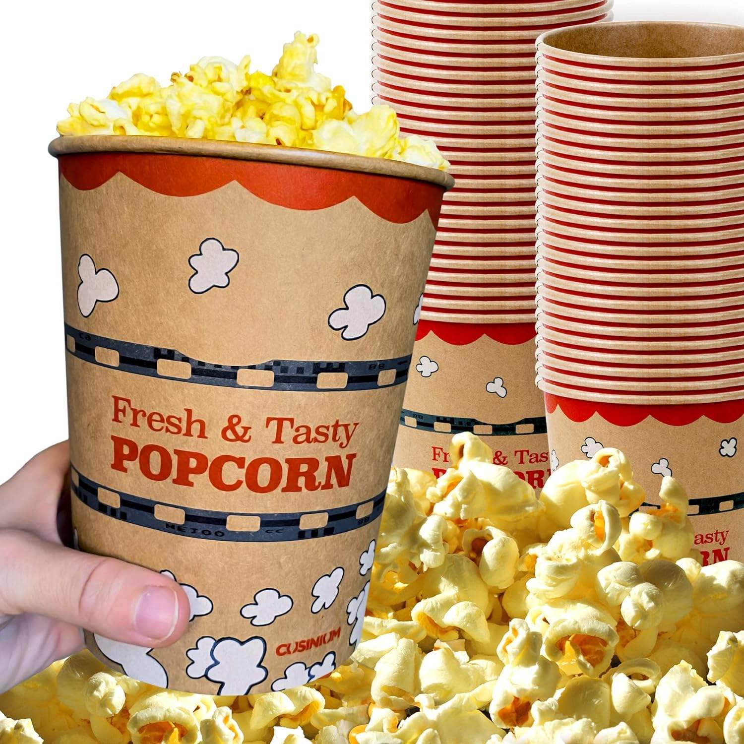 32oz Recyclable Disposable Popcorn Buckets with Personalized Designs - Ideal for Snacks