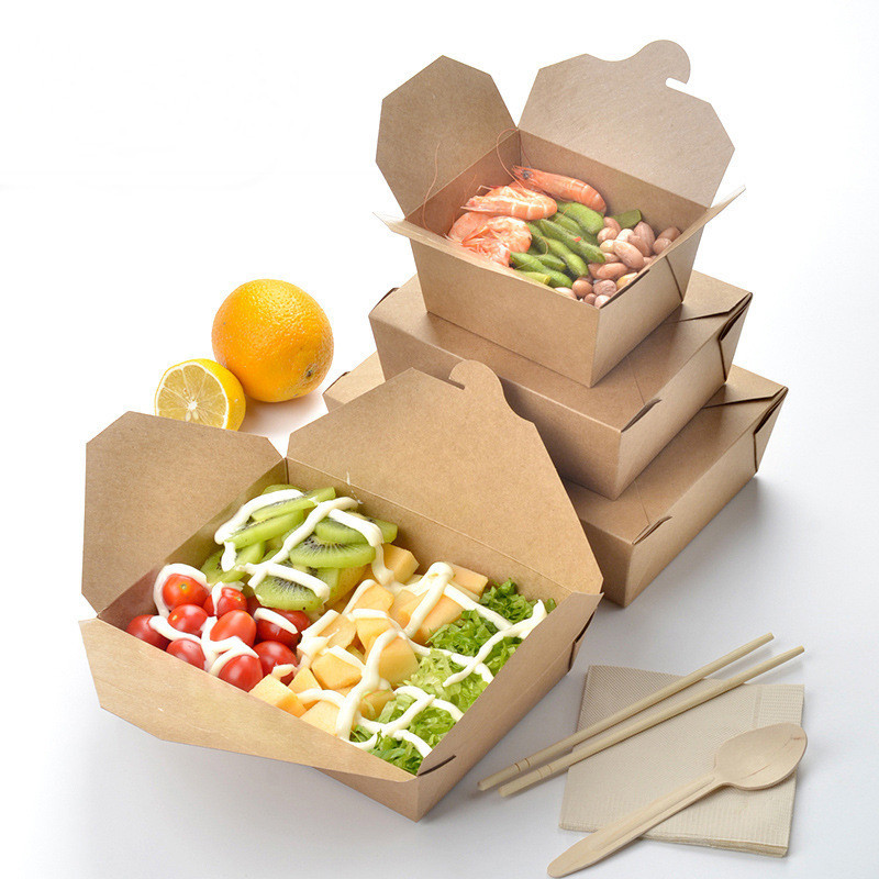 Dayu Chinese paper food box manufacturer custom kraft food grade paper boxes for salad noodle rice sushi paper food packaging suppliers lunch box.