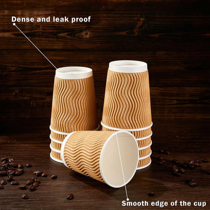 Customizable disposable double wall blank paper cup with black PP lid