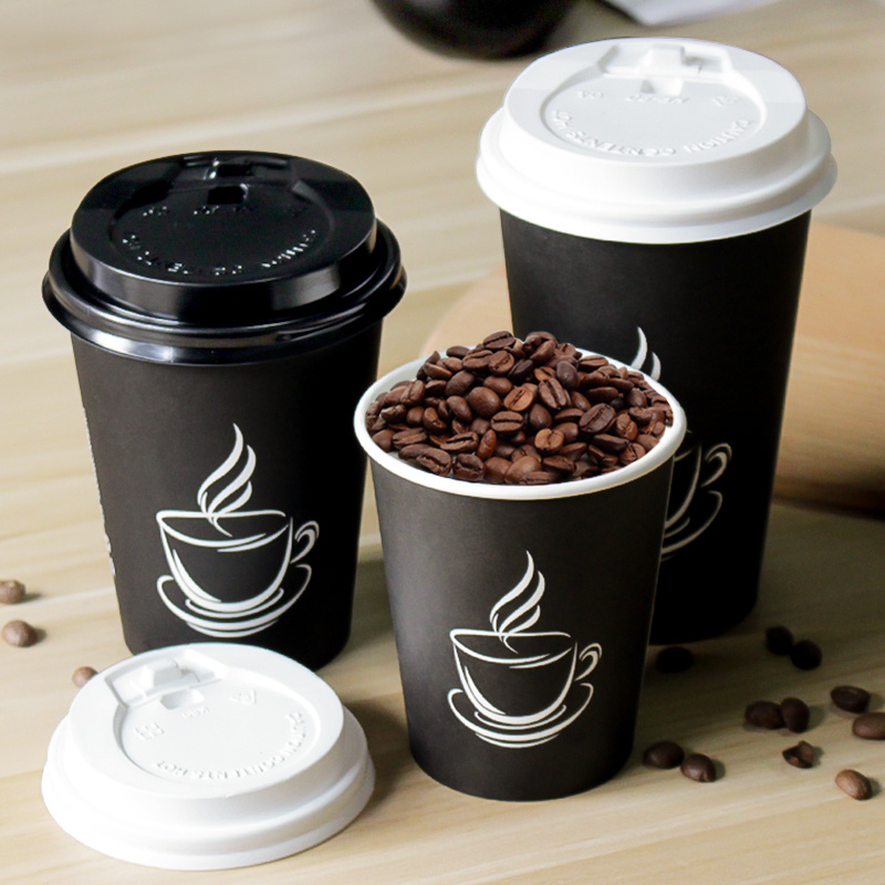 Manufacturers china custom logo biodegradable black double wall paper cup for coffee milk tea disposable paper coffee cup.