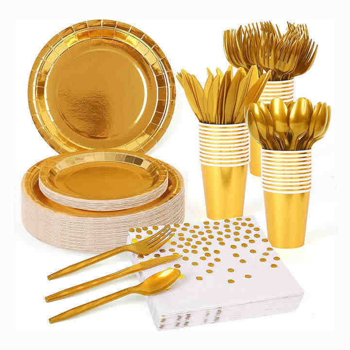 Customizable Gold leaf Disposable Dinner Plates environmentally friendly paper plates