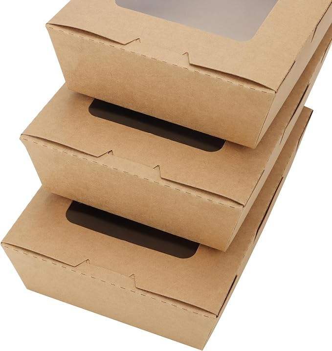 Hot Sale Window Kraft Paper Packaging Take away Box For Noodles Salad Chicken Fries Snack
