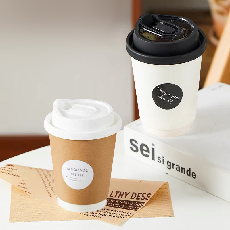 Dayupack paper cup suppliers custom logo biodegradable double wall paper cup for coffee milk tea disposable paper coffee cup.