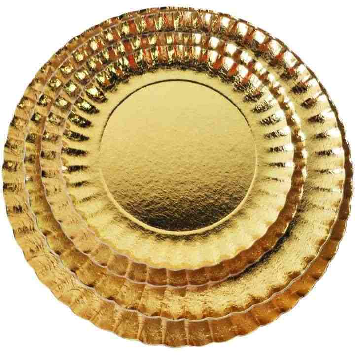 Food Grade Biodegradable Tableware Golden round Square Pulp Paper Plate for plate Birthday Party cake food