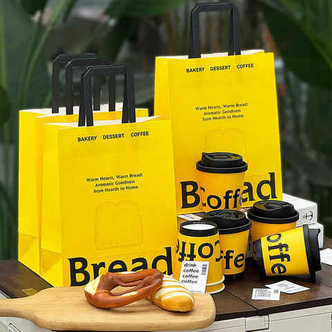 Dayupackaging customized coffee shop paper packaging set for coffee takeaway paper cups paper bags and more