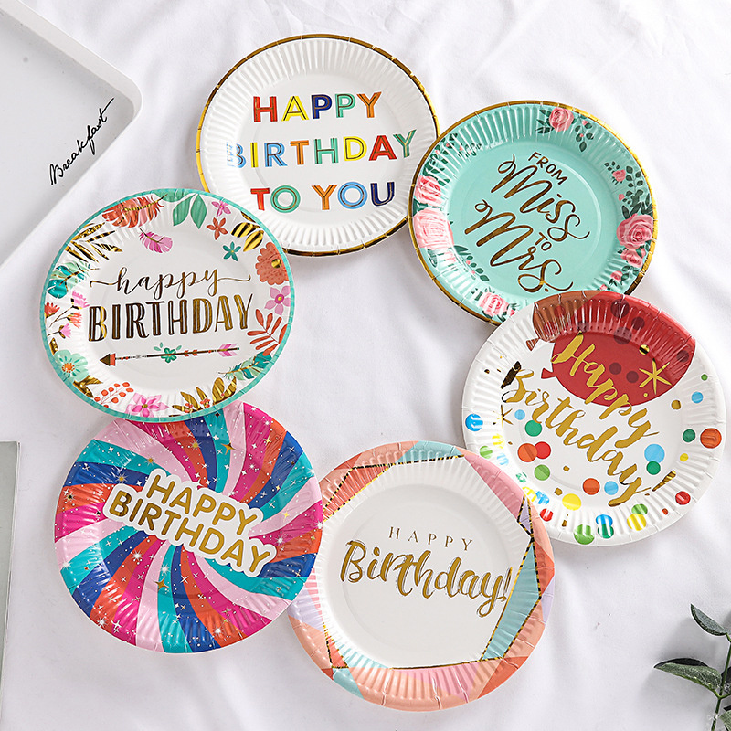 Food Grade Biodegradable Tableware Golden round Square Pulp Paper Plate for plate Birthday Party cake food
