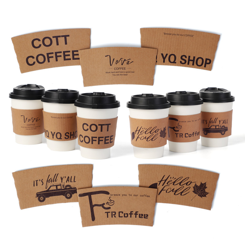 Dayu Custom Disposable Double Wall Paper Cups with Sleeve and Lids for Coffee Beverage Take Away Packaging Paper  Cups