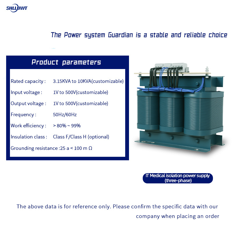Three-phase medical isolation transformer
