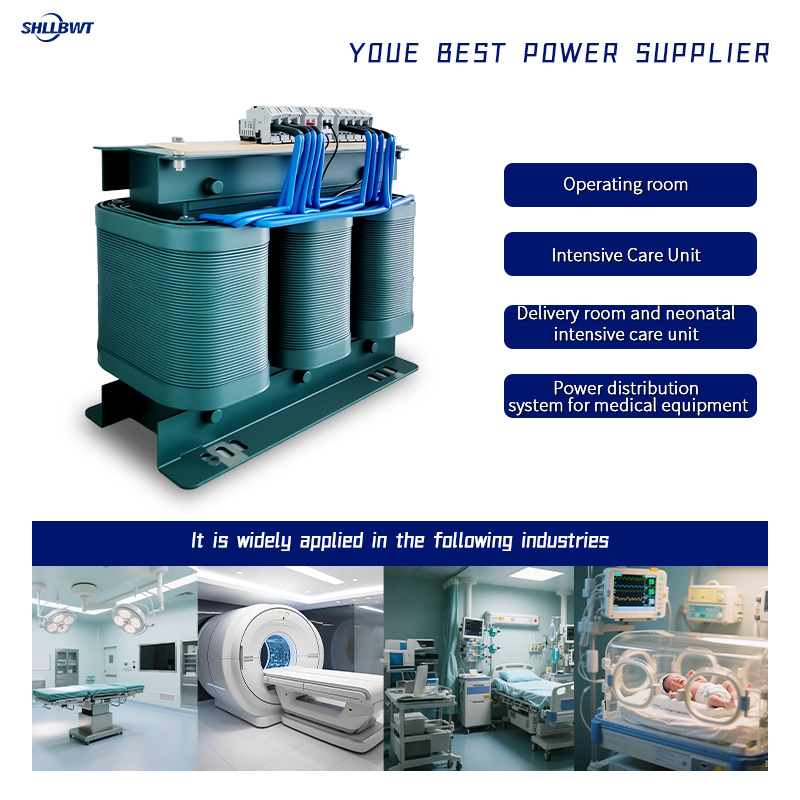 Three-phase medical isolation transformer