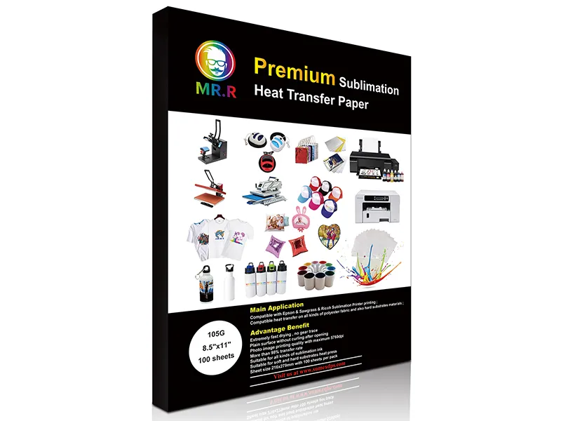 105g High Resolution Fast Dry Sublimation Transfer Paper (8.5"×11"×100 sheets, US)
