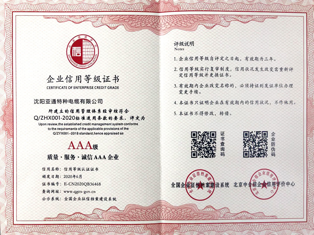企業(yè)信用等級(jí)證書
