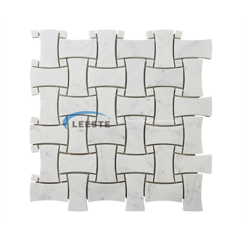 Bianco Carrara Basketwave Dodgbone mosaic