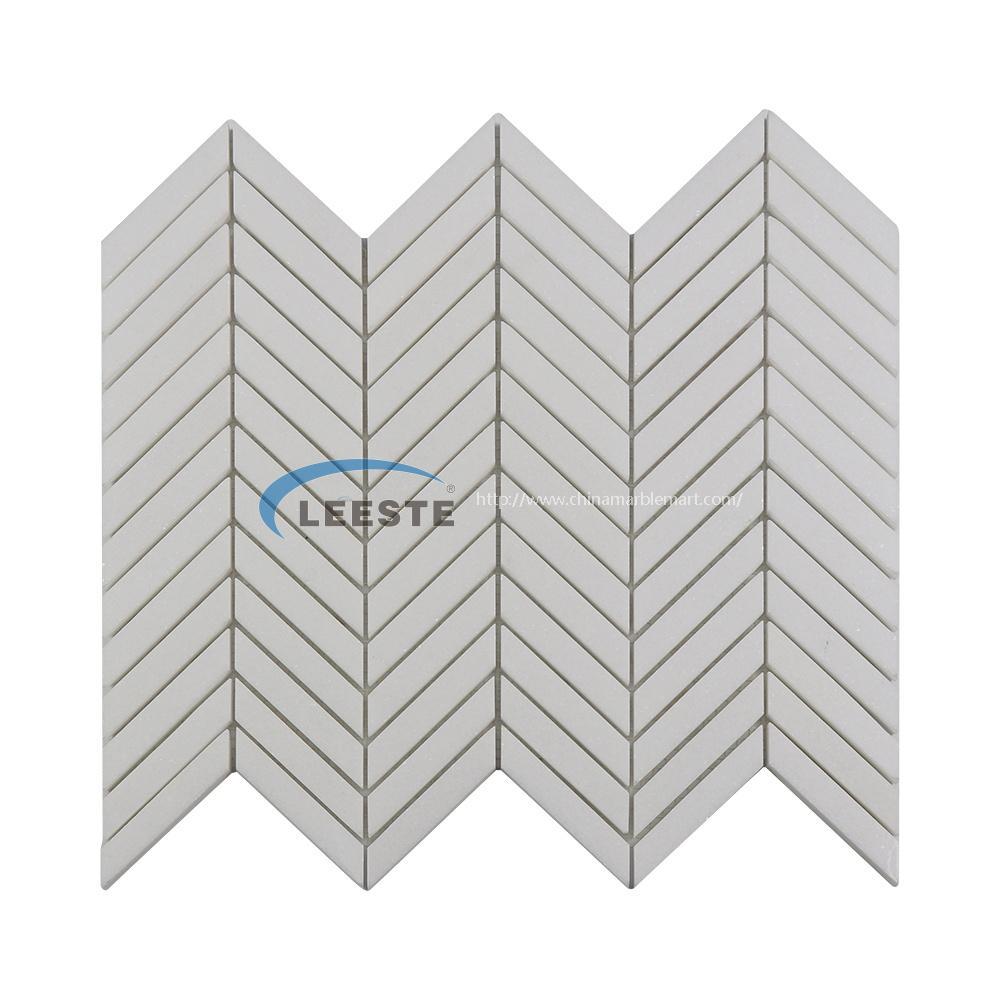 High end project Pure white marble mosaic thassos chevron mosaic 