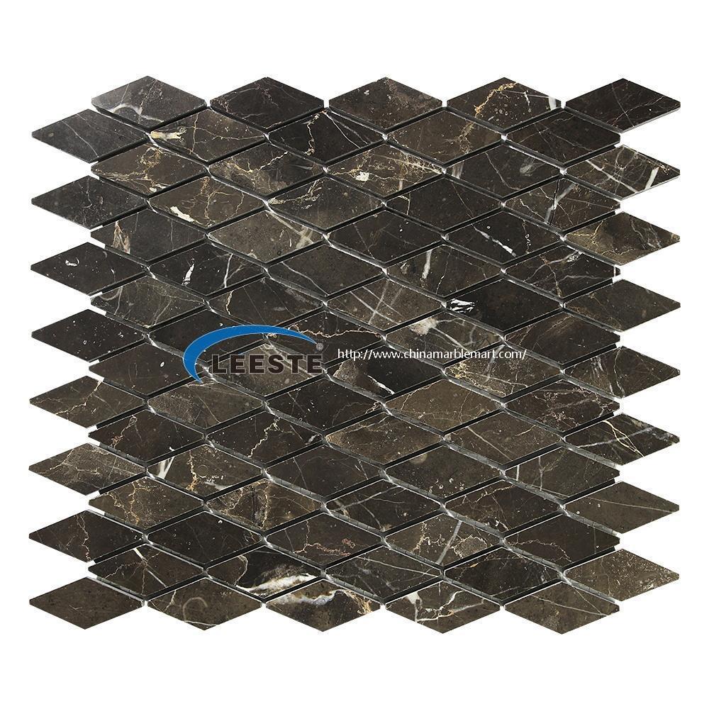 China Dark Emperador Diamond Design Marble Mosaic Tile