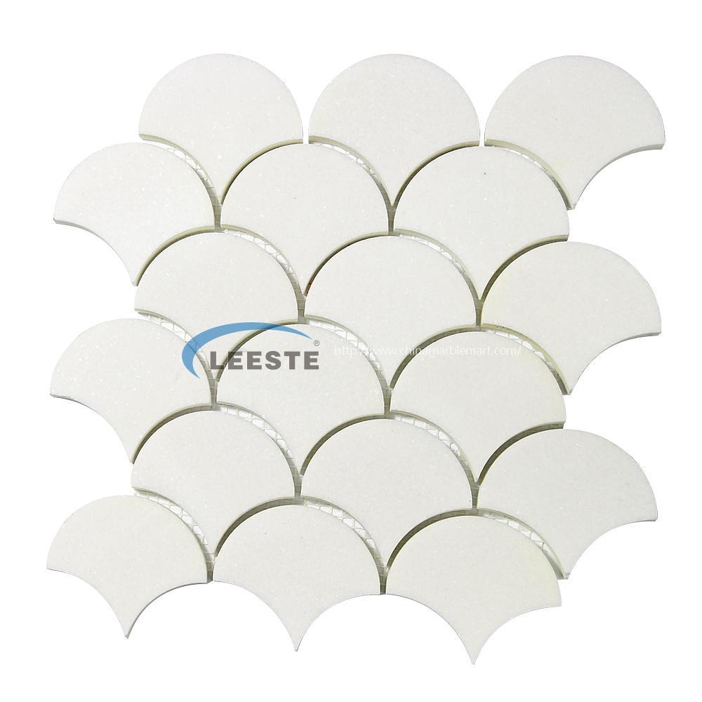 Greece Thassos White  Polished Fan Shape  Marble  Mosaic Tiles 