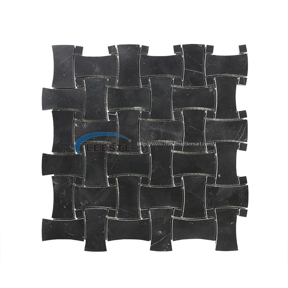 Nero Marquina  Irregular Dog bone shaped mosaic tiles marble mosaic tile