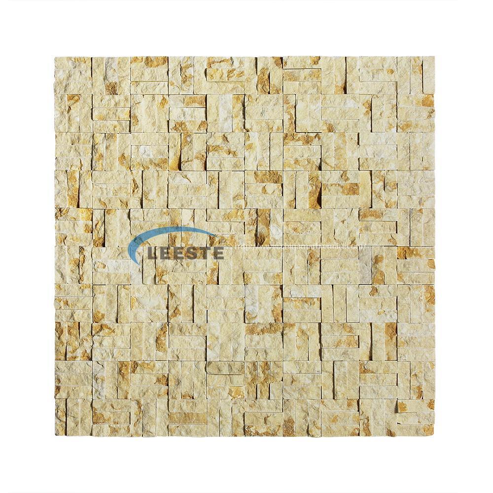 Sunny beige limestone Squara Spilit face mosaic