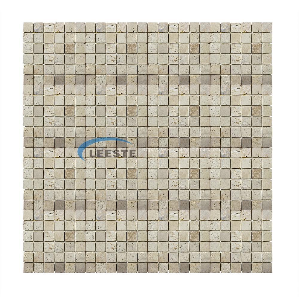 beige travertine Tumbled 2" square mosaic tile beige travertine Tumbled 2" square mosaic tile