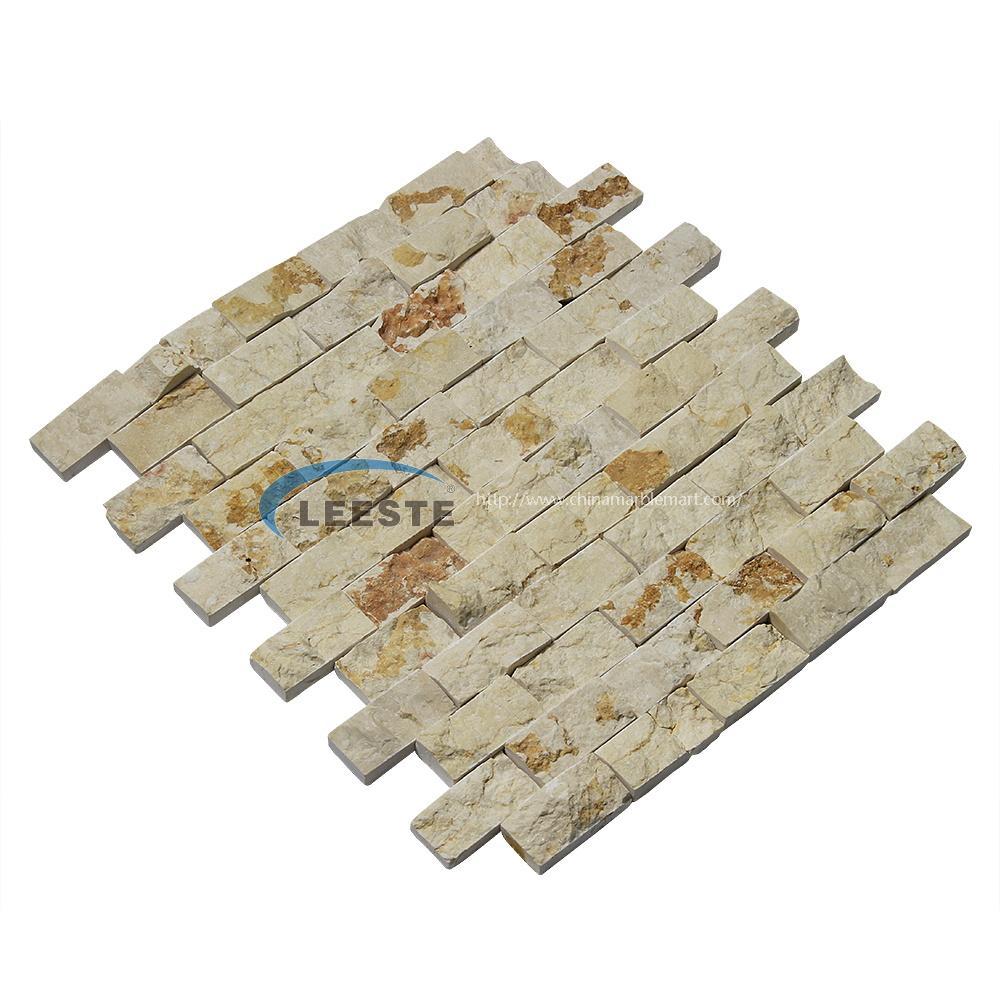 Sunny beige limestone 1"X2" Split face Brick mosaic Sunny beige limestone 1"X2" Split face Brick mosaic