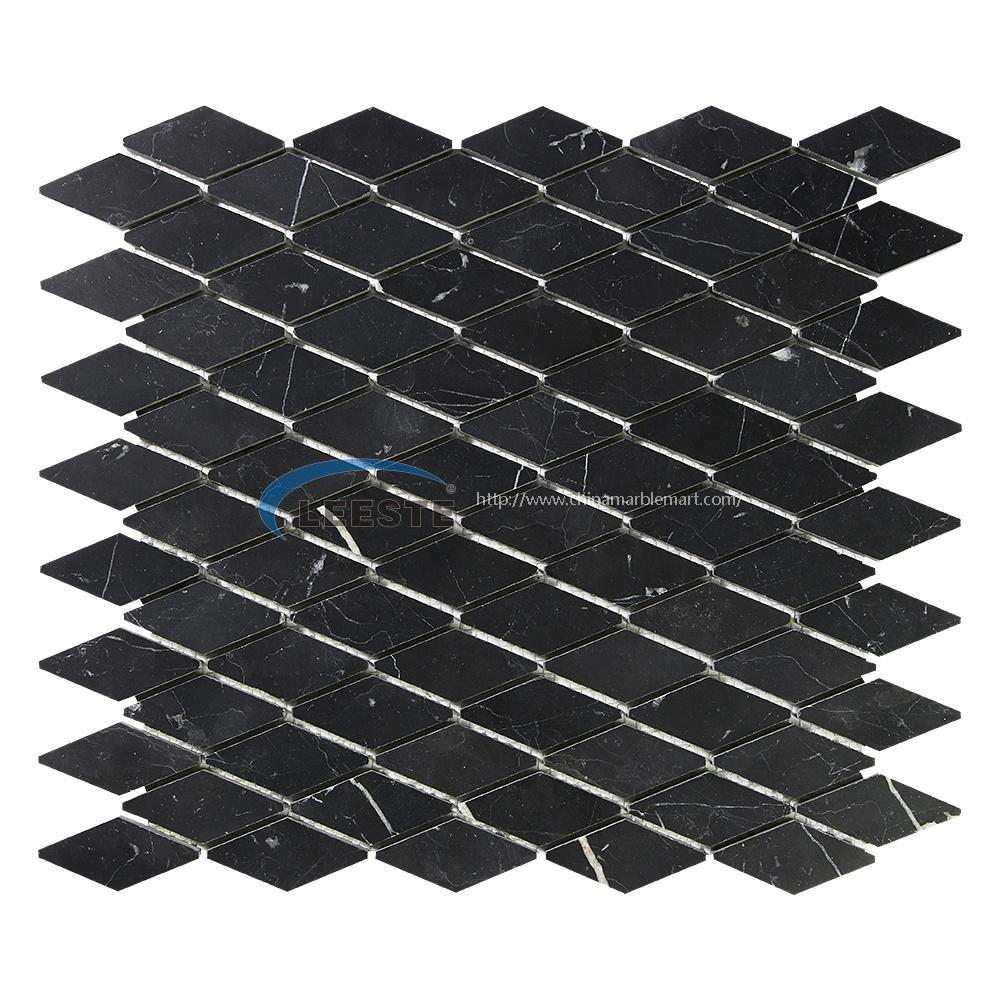 Nero Marquina Diamond Polished Surface Marble Mosaic Tiles