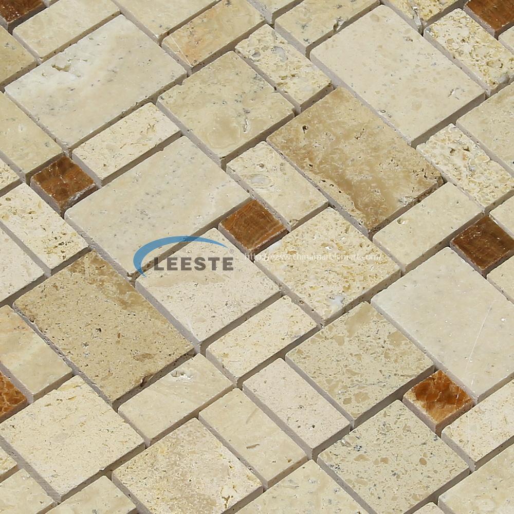 Cream Traverinte Versailles mosaic pattern Cream Traverinte Versailles mosaic pattern
