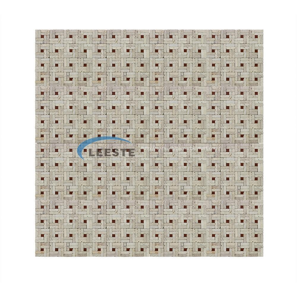 Anti-slip beige travertine Chesse pattern mosaic