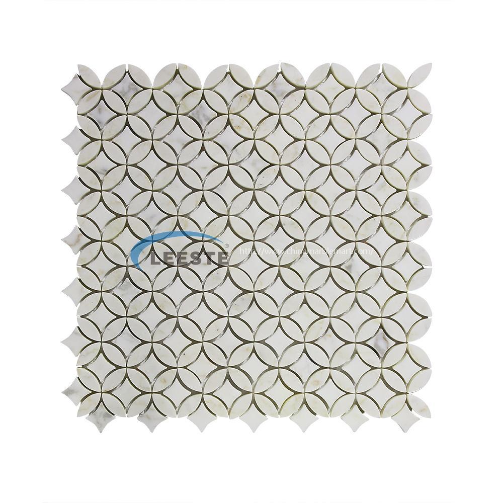  Calacatta Gold Polished Coin design Marble Mosaic Tiles