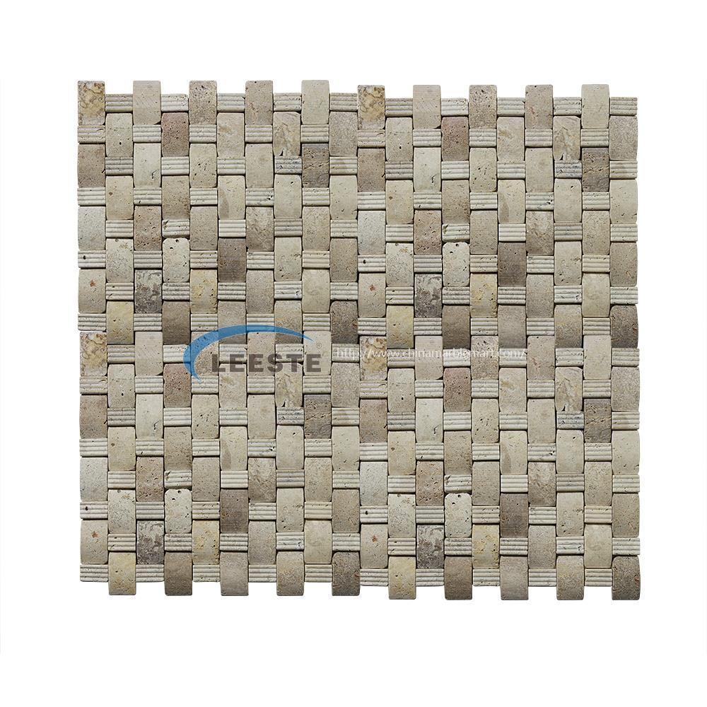 beige travertine 3D arched mosaic tile beige travertine 3D arched mosaic tile
