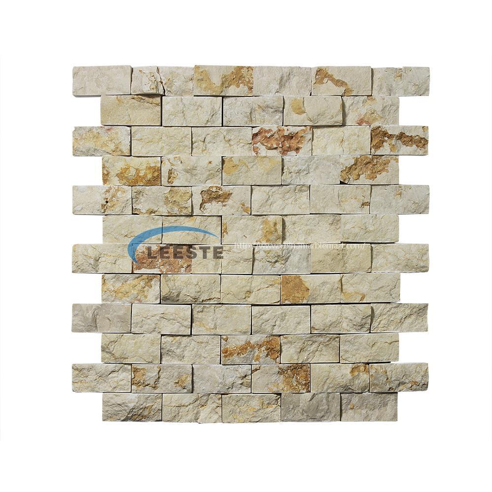 Sunny beige limestone 1"X2" Split face Brick mosaic