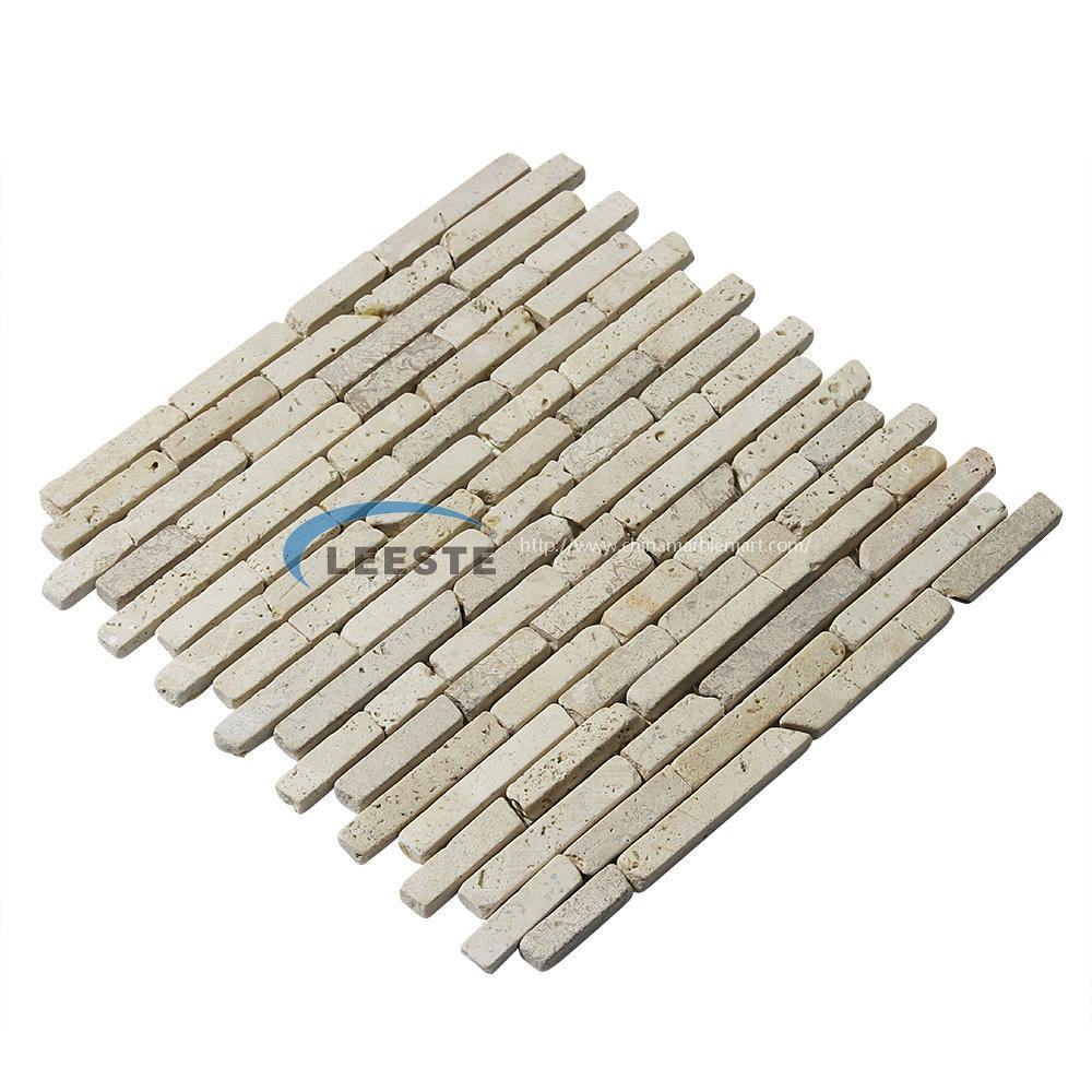 Cream travertine Linear strips mosaic Tumbled mosaic Cream travertine Linear strips mosaic Tumbled mosaic